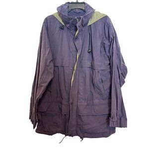 Timberland Weathergear Mens Medium Purple Hooded Jacket Nylon Green Accents Casu